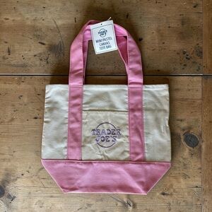 Trader Joe’s Pink and Cream Pastel Canvas Mini Tote Bag